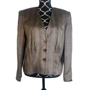 Laura‎ Winston by J Gallery VTG Brown Printed Single Breasted Darted Blazer Sz 8